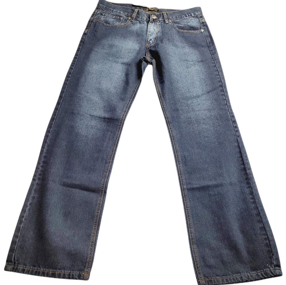 Jean Station Men's Blue Denim Stud Back Pockets Size 32/31 Jeans